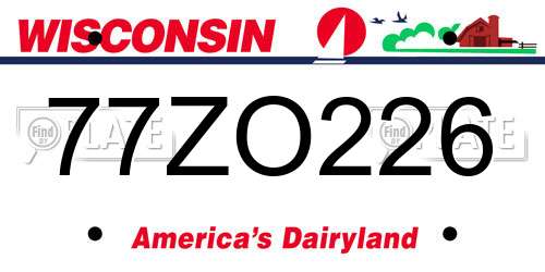 77ZO226 Wisconsin License Plate