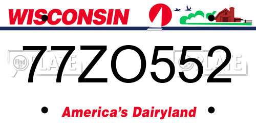 77ZO552 Wisconsin License Plate