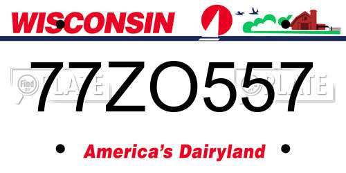 77ZO557 Wisconsin License Plate