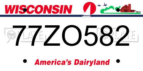77ZO582 Wisconsin License Plate