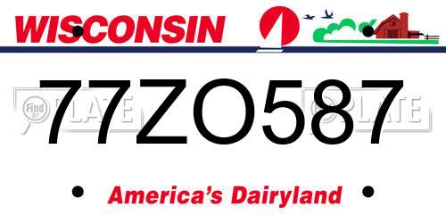 77ZO587 Wisconsin License Plate