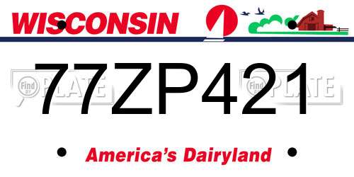 77ZP421 Wisconsin License Plate