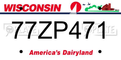 77ZP471 Wisconsin License Plate