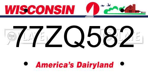 77ZQ582 Wisconsin License Plate