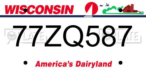 77ZQ587 Wisconsin License Plate