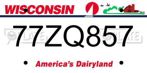77ZQ857 Wisconsin License Plate
