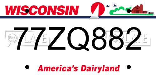 77ZQ882 Wisconsin License Plate