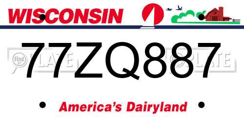 77ZQ887 Wisconsin License Plate