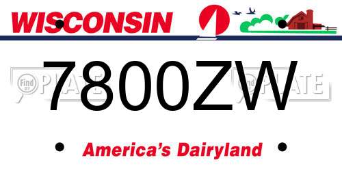 7800ZW Wisconsin License Plate