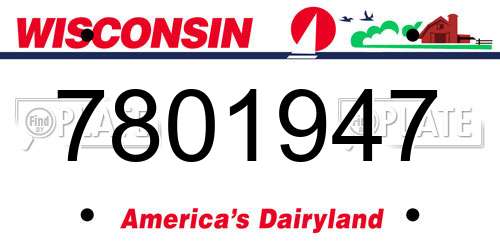 7801947 Wisconsin License Plate