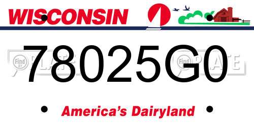 78025G0 Wisconsin License Plate