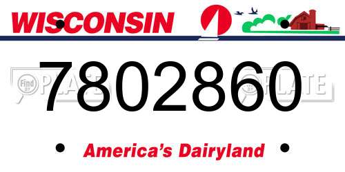 7802860 Wisconsin License Plate