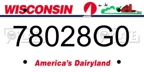 78028G0 Wisconsin License Plate