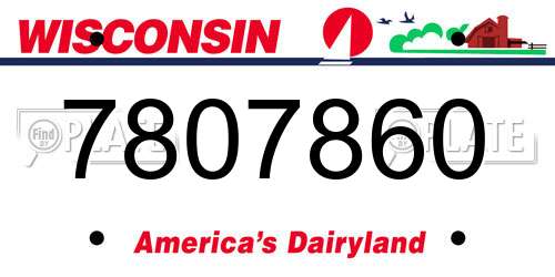7807860 Wisconsin License Plate