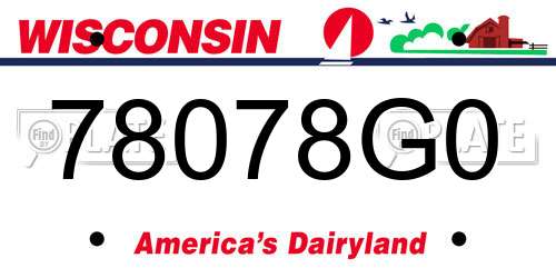 78078G0 Wisconsin License Plate