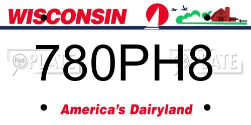 780PH8 Wisconsin License Plate