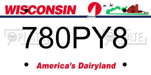 780PY8 Wisconsin License Plate