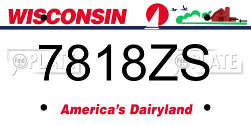 7818ZS Wisconsin License Plate