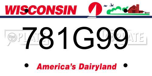 781G99 Wisconsin License Plate
