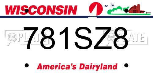 781SZ8 Wisconsin License Plate