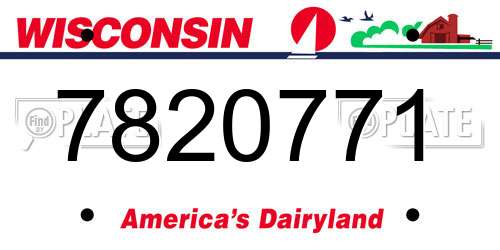 7820771 Wisconsin License Plate