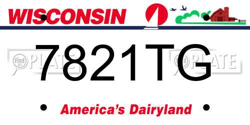 7821TG Wisconsin License Plate