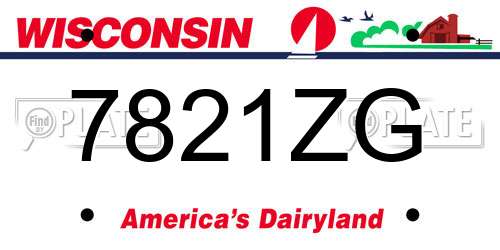 7821ZG Wisconsin License Plate