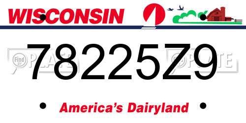 78225Z9 Wisconsin License Plate