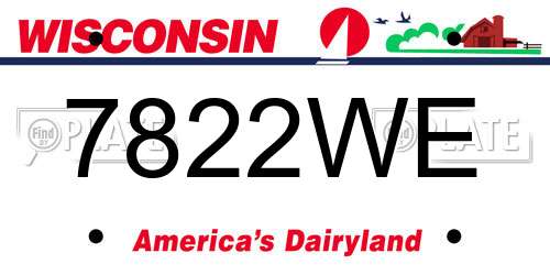 7822WE Wisconsin License Plate