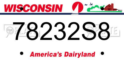 78232S8 Wisconsin License Plate