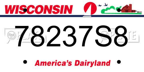 78237S8 Wisconsin License Plate
