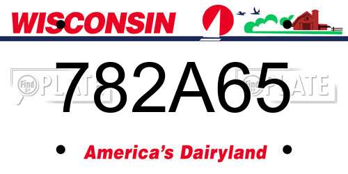 782A65 Wisconsin License Plate
