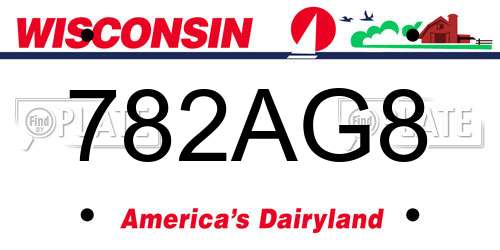 782AG8 Wisconsin License Plate