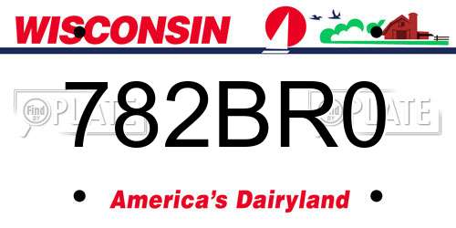 782BR0 Wisconsin License Plate