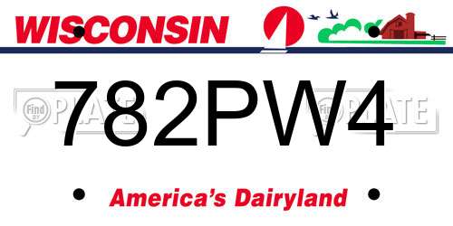 782PW4 Wisconsin License Plate