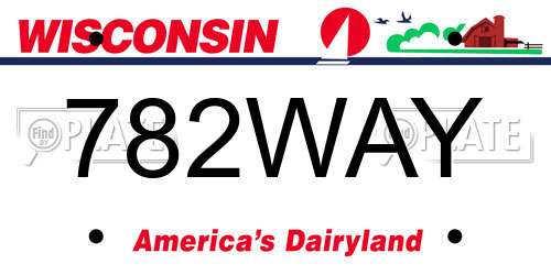 782WAY Wisconsin License Plate