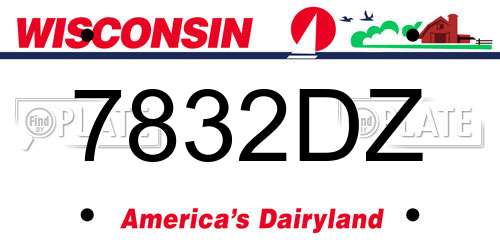 7832DZ Wisconsin License Plate
