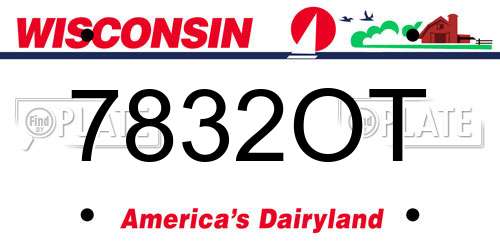 7832OT Wisconsin License Plate