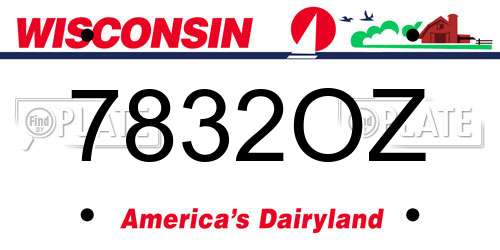 7832OZ Wisconsin License Plate