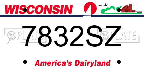 7832SZ Wisconsin License Plate