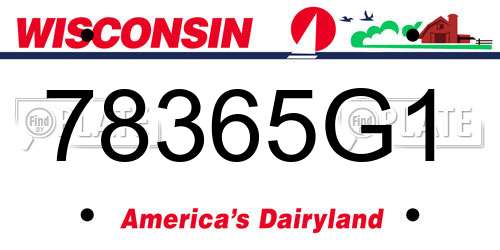 78365G1 Wisconsin License Plate