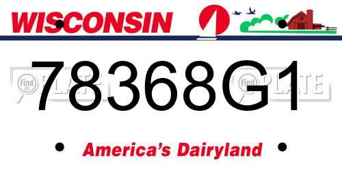 78368G1 Wisconsin License Plate