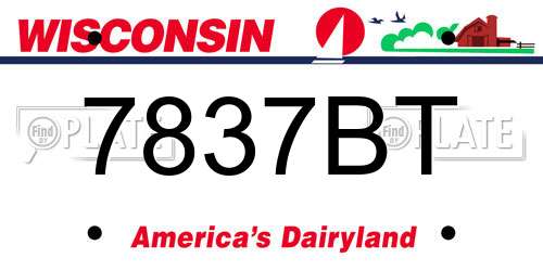 7837BT Wisconsin License Plate