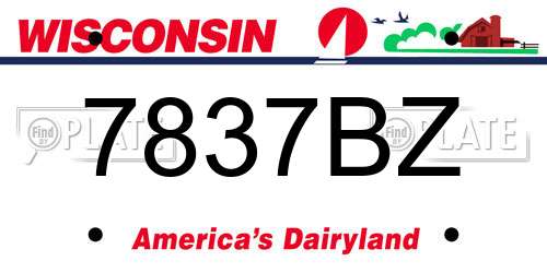 7837BZ Wisconsin License Plate