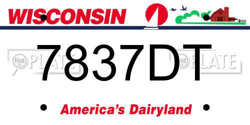 7837DT Wisconsin License Plate