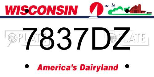 7837DZ Wisconsin License Plate