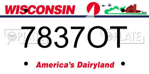 7837OT Wisconsin License Plate