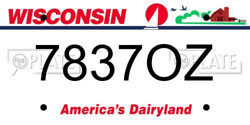 7837OZ Wisconsin License Plate