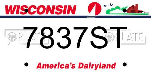 7837ST Wisconsin License Plate