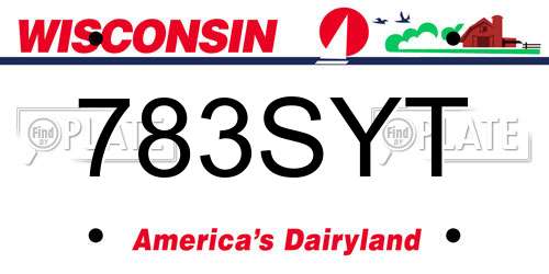 783SYT Wisconsin License Plate